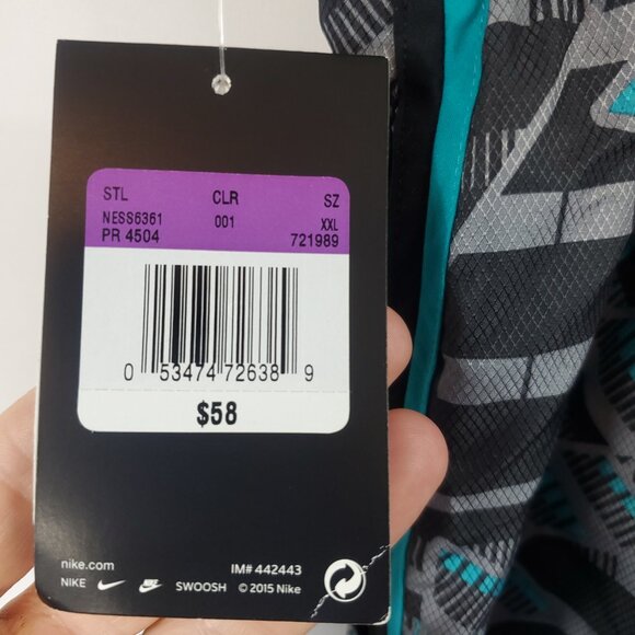 Nike Mens Blue Grey Geometric Print Logo NWT Sz XXL Swim Shorts - Picture 6 of 12